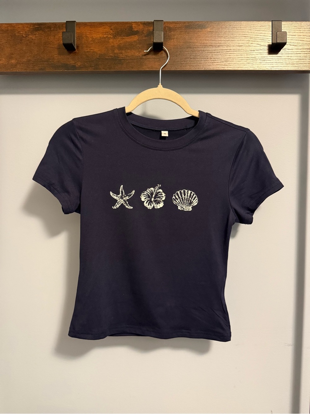 Navy shell Print baby Tee